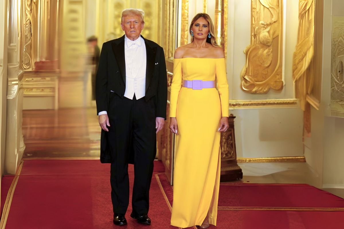 melania wear blazing yellow Carolina Herrera
