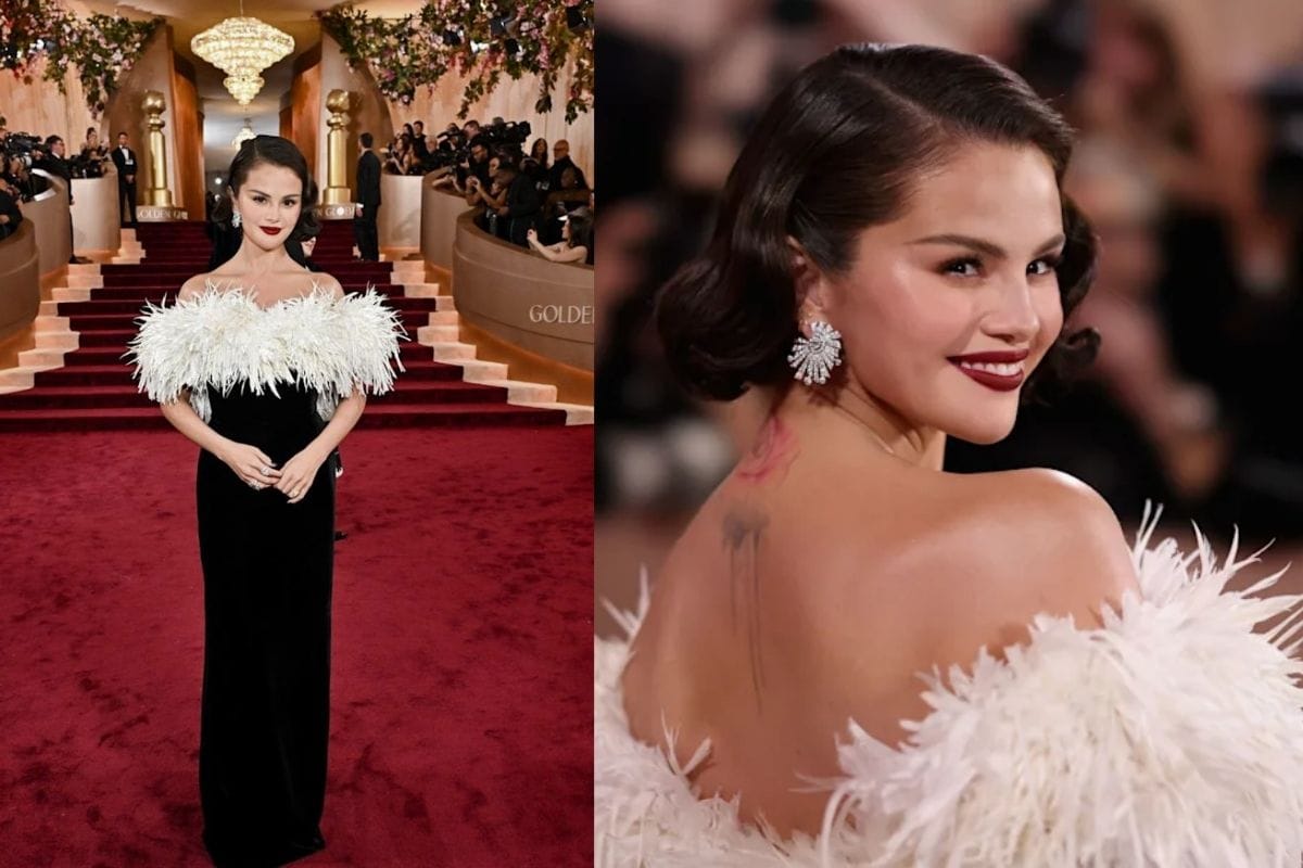 Selena Gomez’s Black Velvet Bustier Dress