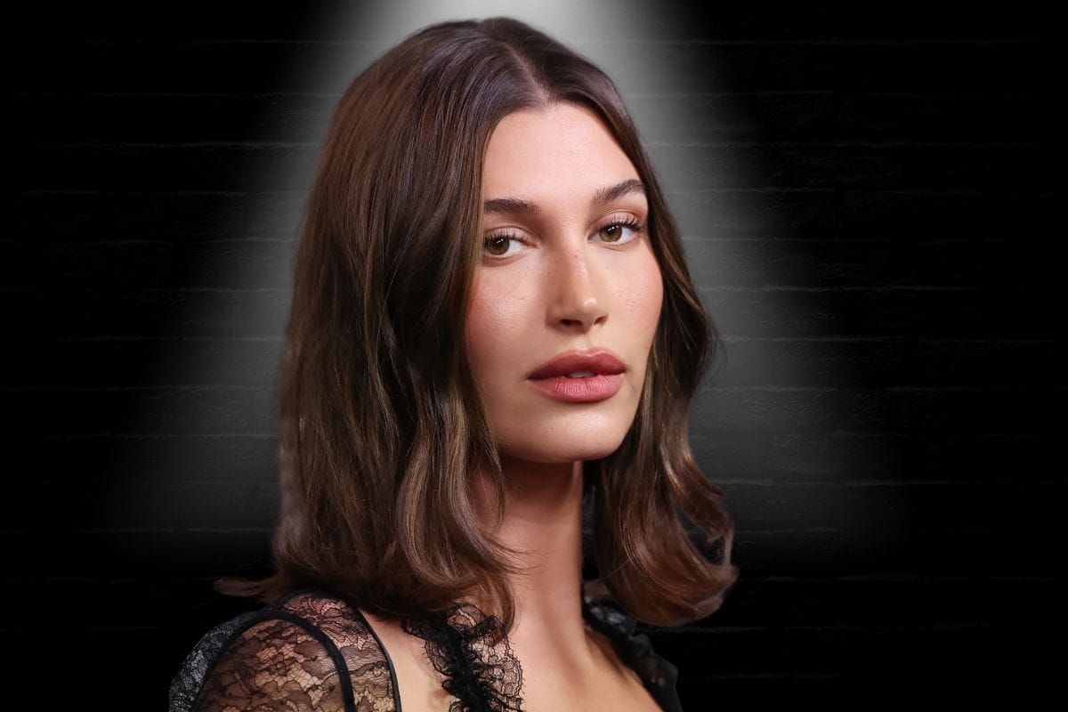 Hailey Bieber lace lingerie as outerwear