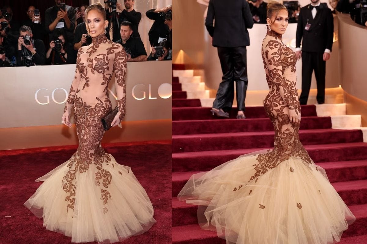 Jennifer Lopez&rsquo;s Mixed Metallic Lace