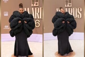 Queen Latifah BET Awards 2026 Red Carpet in Dramatic Oversized Coat Look