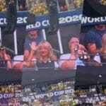 Sabrina Carpenter Seen with Binoculars Cheering at FIFA World Cup