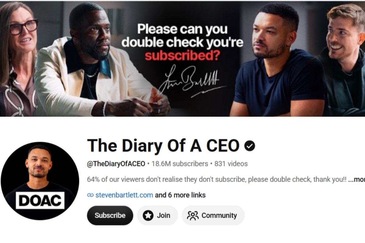 Diary of a CEO racked up about 308 million YouTube views